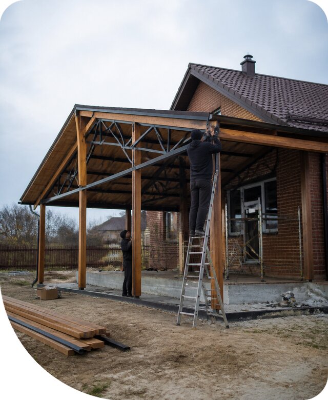 Пристройка навеса к дому и участку в Феодосии под ключ